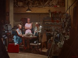 The Meeting by Will Rochfort - Original Painting on Stretched Canvas sized 48x36 inches. Available from Whitewall Galleries