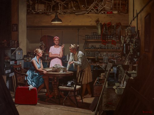 The Meeting by Will Rochfort - Original Painting on Stretched Canvas